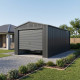 Garagem em metal antracite 19,52 m² com porta de enrolar antracite + kit de ancoragem – X-METAL