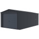 Garagem em metal antracite 19,52 m² com porta de enrolar antracite + kit de ancoragem – X-METAL