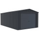 Garagem em metal antracite 19,52 m² com porta de enrolar antracite + kit de ancoragem – X-METAL