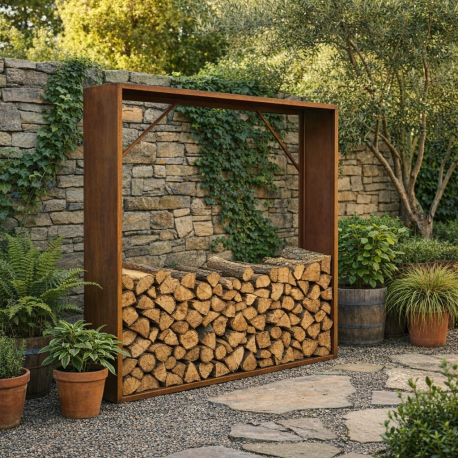 Abrigo para lenha em aço corten 180x180 cm – X-METAL