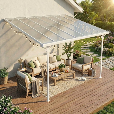 Telhado de terraço ajustável em alumínio lacado branco 3,05x4,36m X-METAL