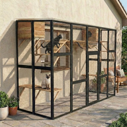 Parque exterior para gatos em madeira FSC termo-tratada 300x95x188 cm – Shelty Pet