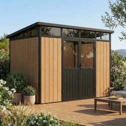 Abrigo de jardim em compósito de madeira 19,2 mm, aspeto madeira, 5,95 m² WINSTON Skylight – Woodlife Garden
