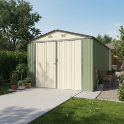 Garagem porta duplas verde claro e creme 18m² + kit de fixação X-METAL