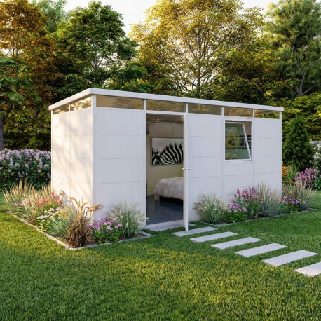Abrigo de jardim modular com isolamento 5x2 m branco – piso incluído – Everbox