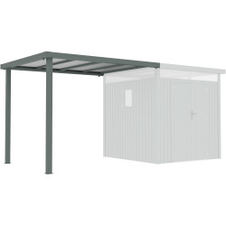 Alpendre 275x230 cm em aço galvanizado verde sálvia para abrigo Kosto 5,29 m² ou 6,76 m² – X-METAL