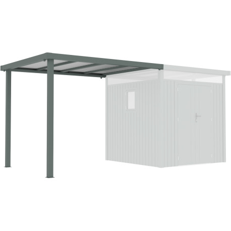 Alpendre 275x230 cm em aço galvanizado verde sálvia para abrigo Kosto 5,29 m² ou 6,76 m² – X-METAL