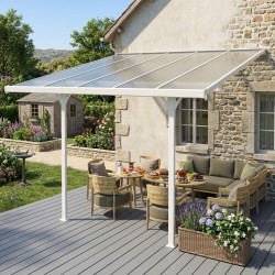 Telhado de terraço ajustável em alumínio lacado branco 3,05x3,14m X-METAL