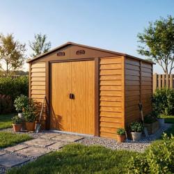 Abrigo de jardim em metal aspecto madeira 6,62m² + kit de fixação X-METAL