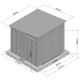Abrigo de jardim em HDPE Sunlife de telhado inclinado, 6,5 m², creme e cinzento + piso – JOBU