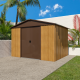 Abrigo de jardim metálico castanho e aspeto madeira 7,18m² + kit de fixação incluído - YARDMASTER