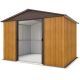 Abrigo de jardim metálico castanho e aspeto madeira 7,18m² + kit de fixação incluído - YARDMASTER