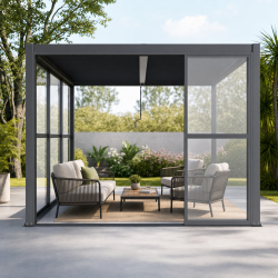 Painéis de correr em policarbonato transparente de 3 mm para lado de pérgula de 3 m – X-METAL