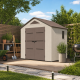 Abrigo de jardim em HDPE Sunlife 4,5 m² creme e castanho + piso – JOBU