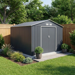 Abrigo de jardim metálico 10,85m² PLUS antracite + kit de fixação X-METAL
