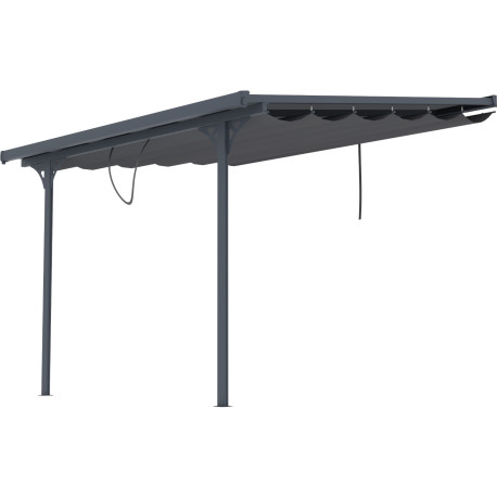 Tela de sombreamento retrátil antracite para pérgula 3,75x2,55 m – X-METAL
