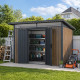 Abrigo de jardim em aço galvanizado 0,4 mm WOODSTEEL 6,6 m² com telhado de uma água + kit de fixação – X-METAL