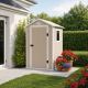 Mini abrigo de jardim em resina bege 1,34m² + kit de fundação - JOBU