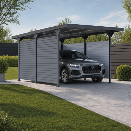 Paredes adicionais em aço galvanizado de 0,4mm para carports de telhado plano - X-METAL
