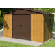 Abrigo de jardim metálico aspeto madeira e castanho 5,97m² + kit de fixação incluído - YARDMASTER