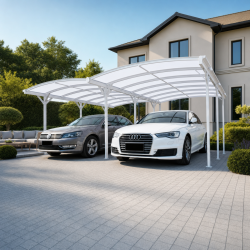 Carport duplo em alumínio lacado branco e policarbonato 6mm X-METAL