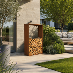 Abrigo para lenha em aço corten 90x180 cm – X-METAL
