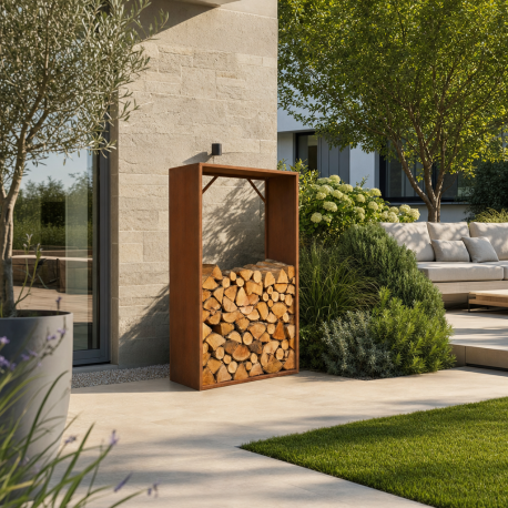 Abrigo para lenha em aço corten 90x180 cm – X-METAL