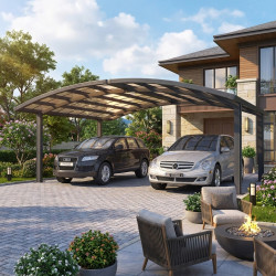 Carport duplo 30m² em em alumínio e policarbonato transparente EAGLE - X-METAL