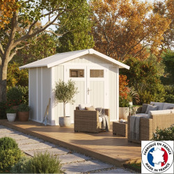 Abrigo de jardim em PVC 4m² UTILITY branco e cinza-verde Grosfillex