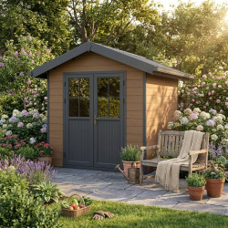 Abrigo de jardim em madeira compósita 28mm aspeto madeira 4,77m² PREMIUM - Woodlife Garden