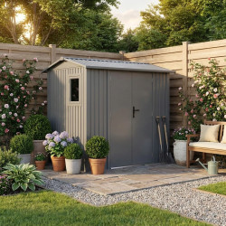 Abrigo de jardim em aço galvanizado Roka 4,08m² + Kit de ancoragem - X-METAL