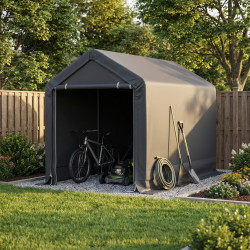 Abrigo de jardim desmontável 3 x 1,8 m – 5,4 m² em aço galvanizado + PES e polietileno cinzento – Jôbu