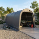 Garagem desmontável 6,1 x 3 m – 18,3 m² em aço galvanizado + PES e polietileno cinzento – Jôbu