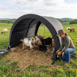 Abrigo desmontável para animais ou armazenamento 3x2,6 m – 7,8 m², aço e polietileno antracite – Jôbu