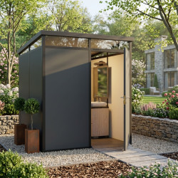 Abrigo de jardim modular com isolamento 2x2m antracite e preto - piso incluído - Everbox