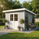 Abrigo de jardim em madeira compósita 28mm cinzento claro 9m² PREMIUM Telhado plano - Woodlife Garden