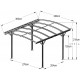 Carport em alumínio antracite 3x3,63 m com policarbonato de 6 mm X-METAL