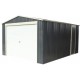 Garagem metálica antracite 15,14m² porta de enrolar + kit de fixação X-METAL