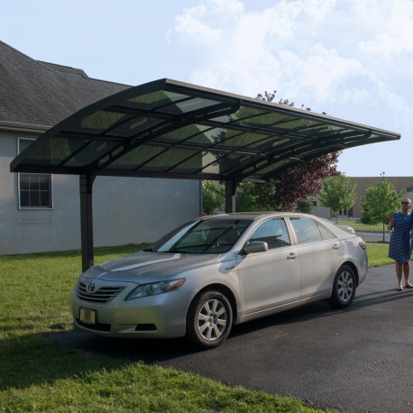 Carport em alumínio cinzento e policarbonato Arizona Breeze 5000 - Palram - Canopia