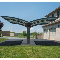 Carport duplo em alumínio cinzento e policarbonato Arizona Breeze 5000 Palram - Canopia