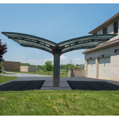 Carport duplo em alumínio cinzento e policarbonato Arizona Breeze 5000 Palram - Canopia