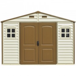 Abrigo de jardim PVC bege e castanho WoodSide 8,02m² - Duramax