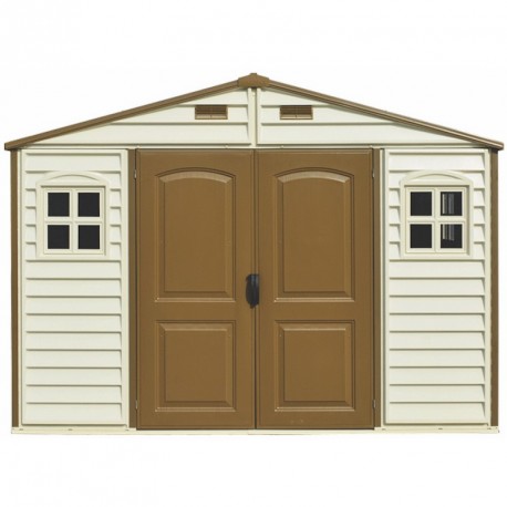 Abrigo de jardim PVC bege e castanho WoodSide 8,02m² - Duramax