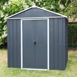 Abrigo de jardim metálico antracite 5,97m² + kit de fixação incluído - YARDMASTER