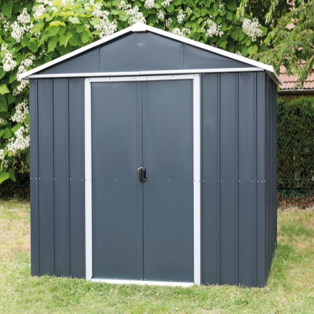 Abrigo de jardim metálico antracite 5,97m² + kit de fixação incluído - YARDMASTER