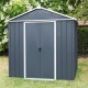 Abrigo de jardim metálico antracite 7,18m² + kit de fixação incluído - YARDMASTER