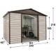 Abrigo de jardim metálico bege e castanho 4,79m² + kit de fixação incluído - YARDMASTER