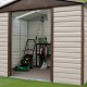 Abrigo de jardim metálico bege e castanho 5,97m² + kit de fixação incluído - YARDMASTER