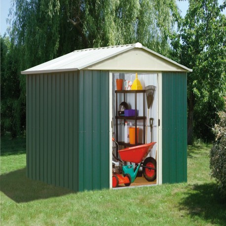 Abrigo de jardim metálico verde 2,77m² + kit de fixação incluído - YARDMASTER
