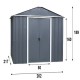 Abrigo de jardim metálico antracite 4,38m² + kit de fixação incluído - YARDMASTER